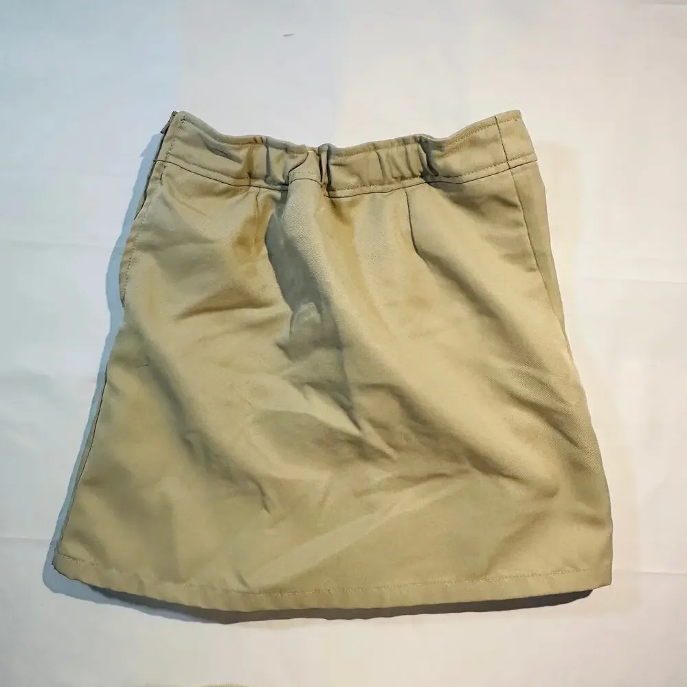 French Toast School Uniform Khaki Adjustable Pleated Two Tab Scooter Skort Sz 8